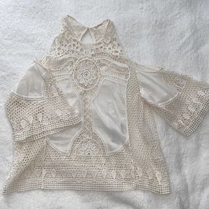 Hollister Open Shoulder Crochet Top - Small